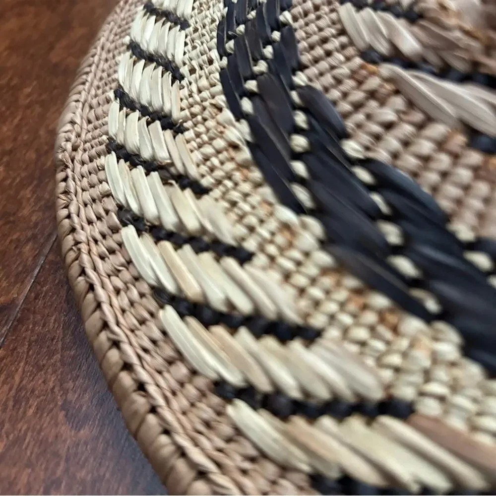 Binga Basket Tonga Zimbabwe Handwoven Decorative Basket in Tan and Brown
